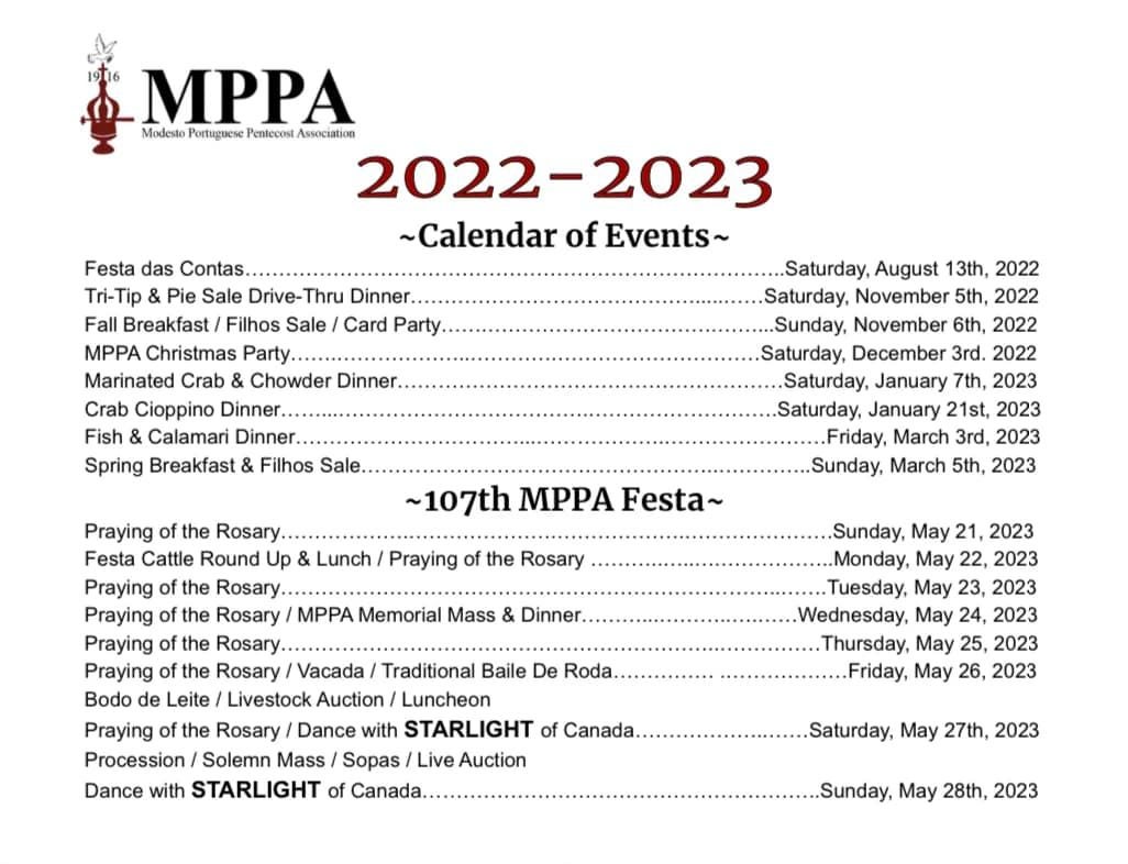 Schedule of Events | MPPA Schedule of Events | MPPA